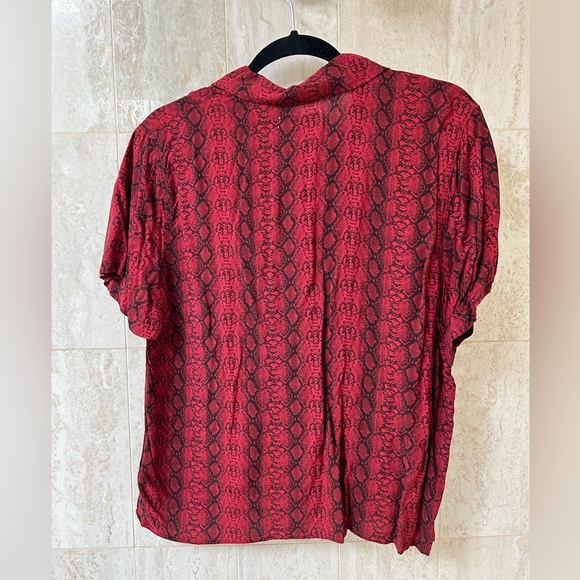 Urban Outfitters Snake Print Button-Front Blouse (Large) - Red - Picture 2 of 3